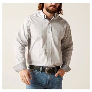 ARIAT Wrinkle Free Men's Small Victory Classic Fit Shirt Long‎ Sleeve Cotton